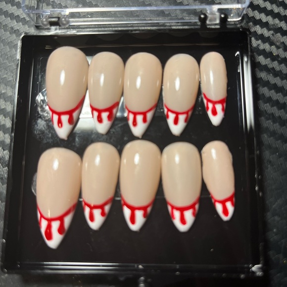 Spooky season hand painted French tip gel x press on nails - Picture 1 of 1